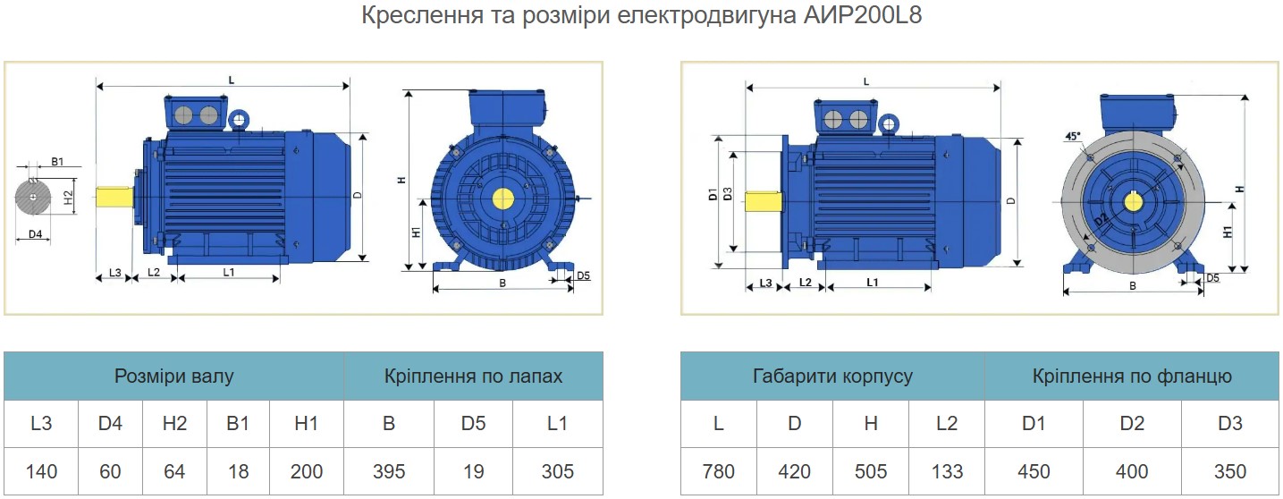 Купити електродвигун АИР200L8