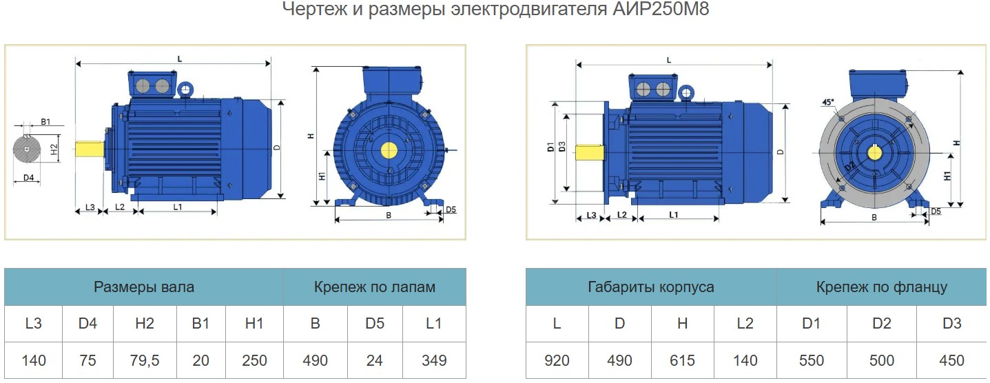 Купить электродвигатель АИР250М8