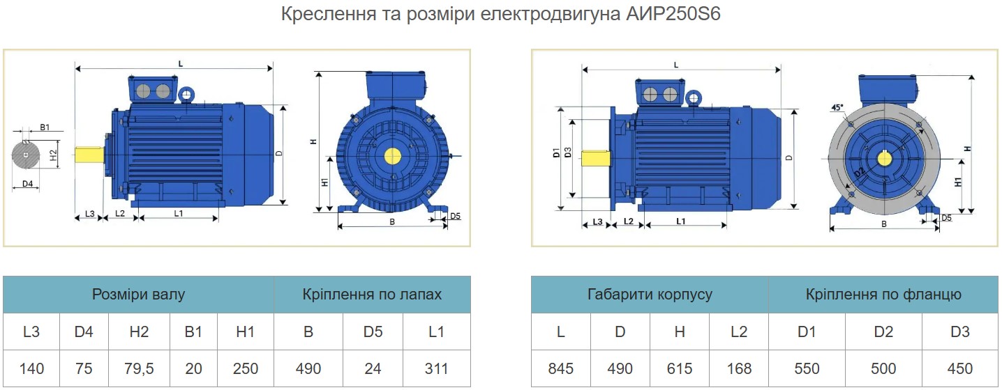 Купити електродвигун АИР250S6